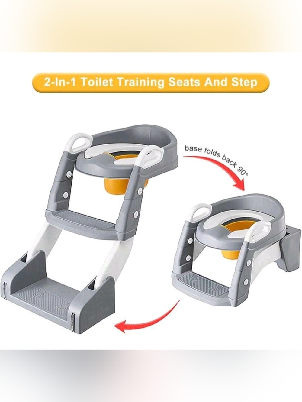 Portable 2-in-1 Kids Toilet Training Seat with Step - Gray FIRM PRICE $45